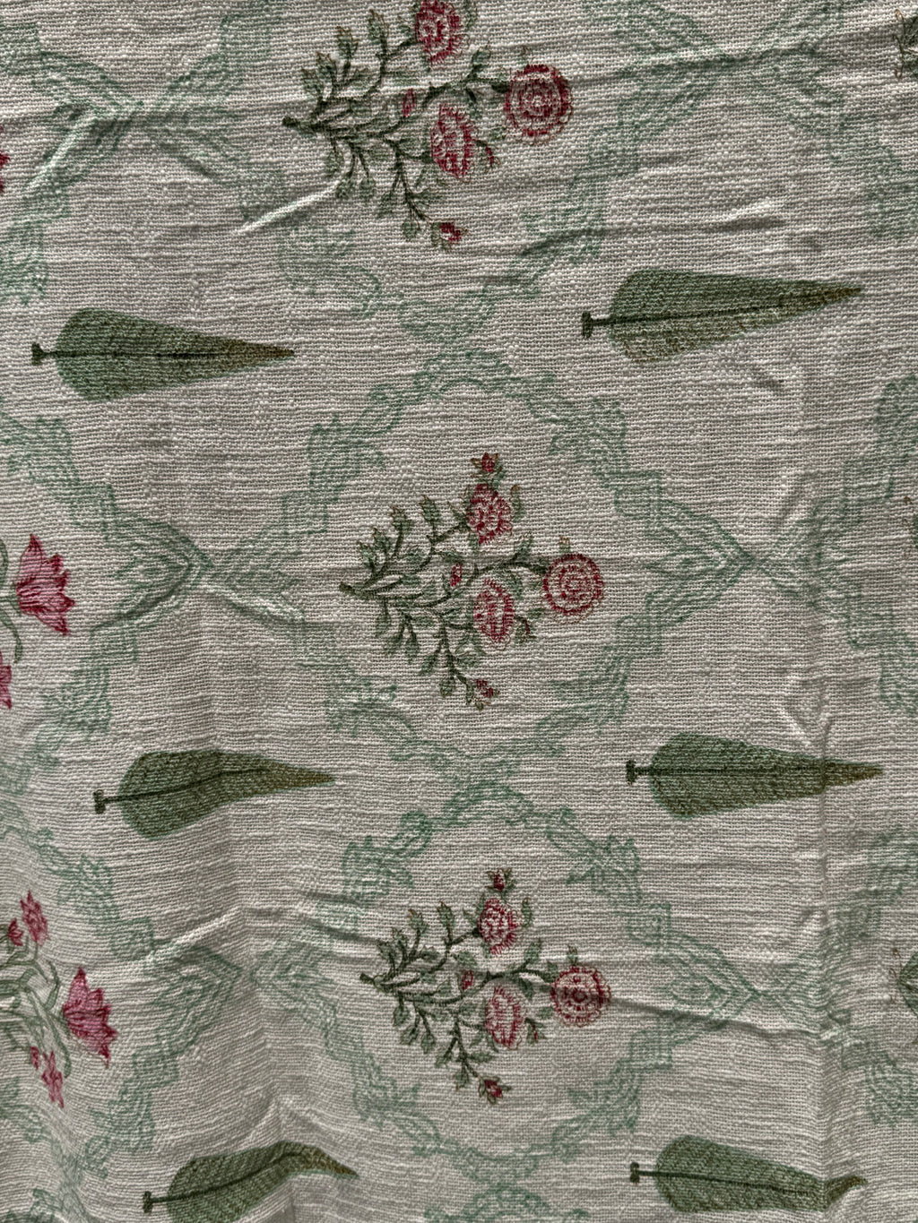 Slub Cotton Sofa Throw Compact (Pink Floral Bel Print)
