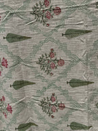 Slub Cotton Sofa Throw Compact (Pink Floral Bel Print)