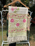 Slub Cotton Sofa Throw Compact (Pink Yellow Phool Print)