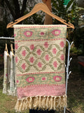 Slub Cotton Sofa Throw Compact (Gulabi Phool Bouqet Print)