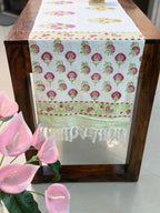 Jute Cotton Table Runners (Multicolored Floral Print)