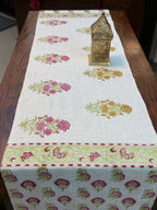Jute Cotton Table Runners (Multicolored Floral Print)