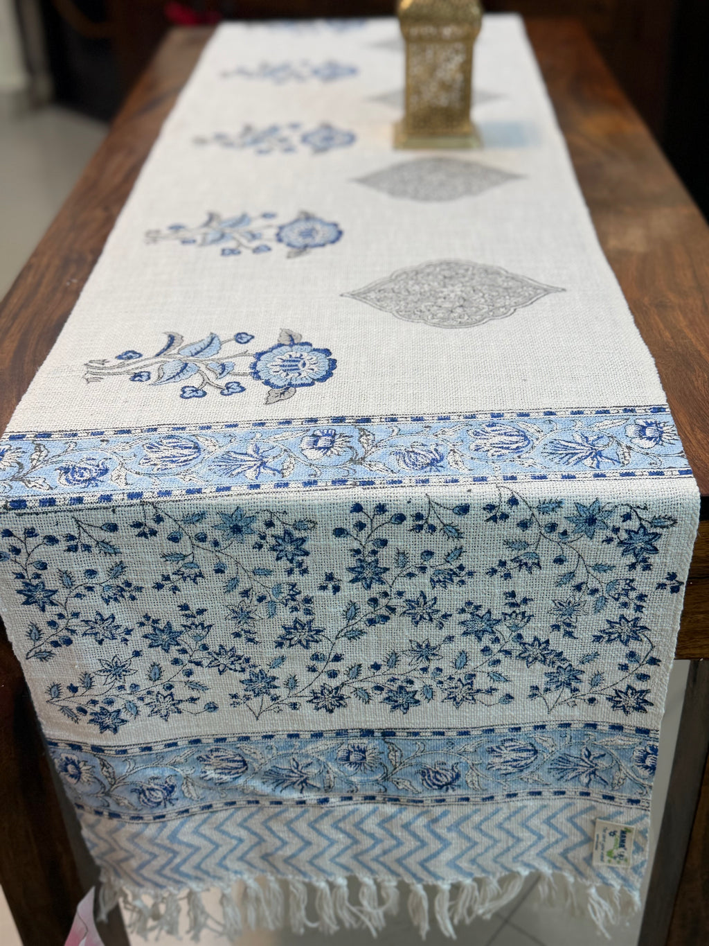 Jute Cotton Table Runners (Neel phool print)