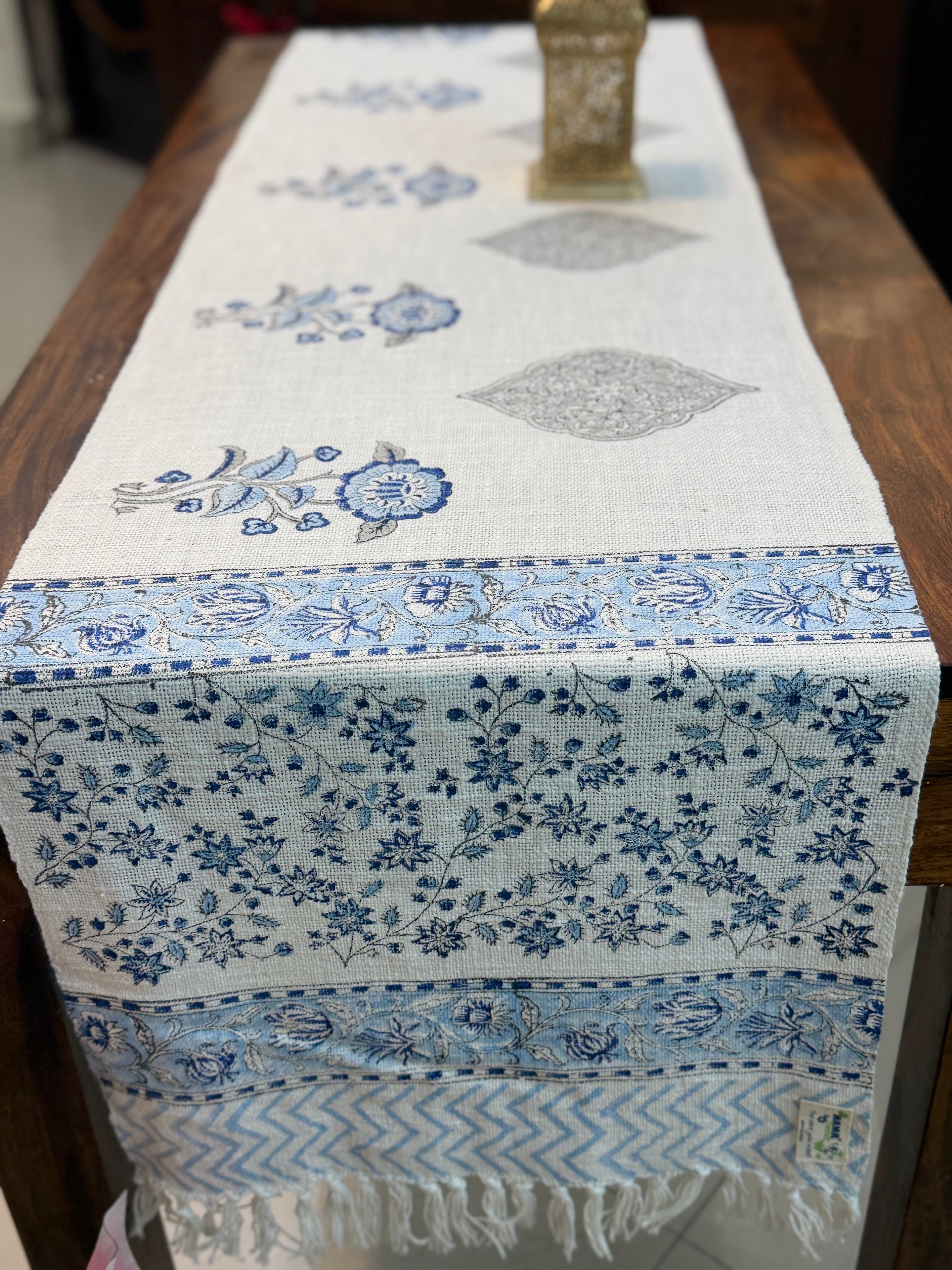Jute Cotton Table Runners (Neel phool print)
