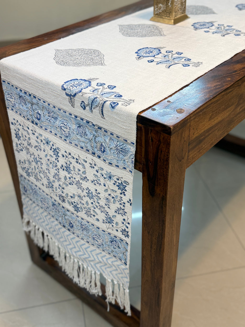 Jute Cotton Table Runners (Neel phool print)