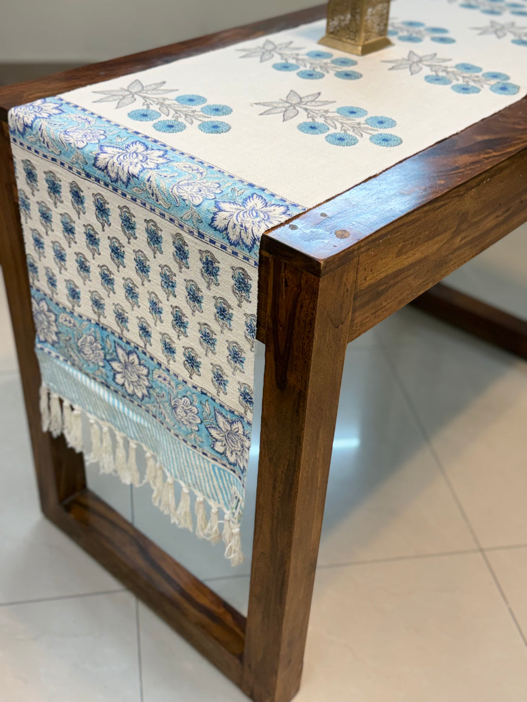 Jute Cotton Table Runners (Blue Floral print)