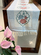Jute Cotton Table Runner ( Pink Floral Bel Print)