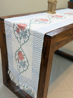 Jute Cotton Table Runner ( Pink Floral Bel Print)