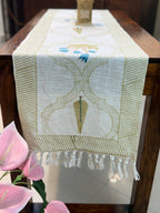 Jute Cotton Table Runner ( Blue Floral Bel Print)