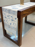 Jute Cotton Table Runner (Blue Joda Floral Print)