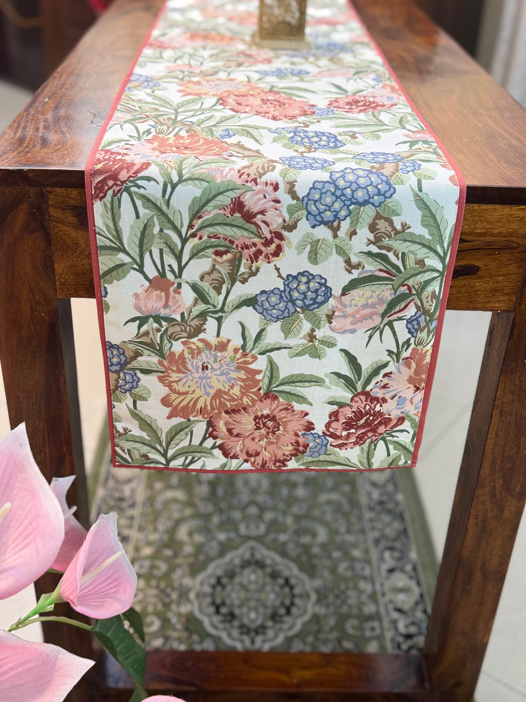 Canvas Printed Runners ( Multicolored Floral Print on Off White)