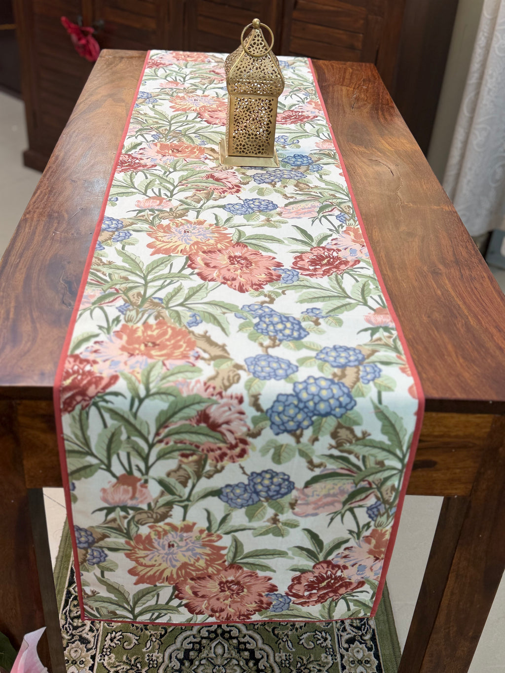 Canvas Printed Runners ( Multicolored Floral Print on Off White)