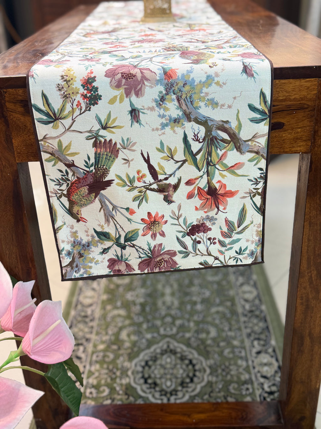Canvas Printed Runners ( Red Floral and Bird Print)