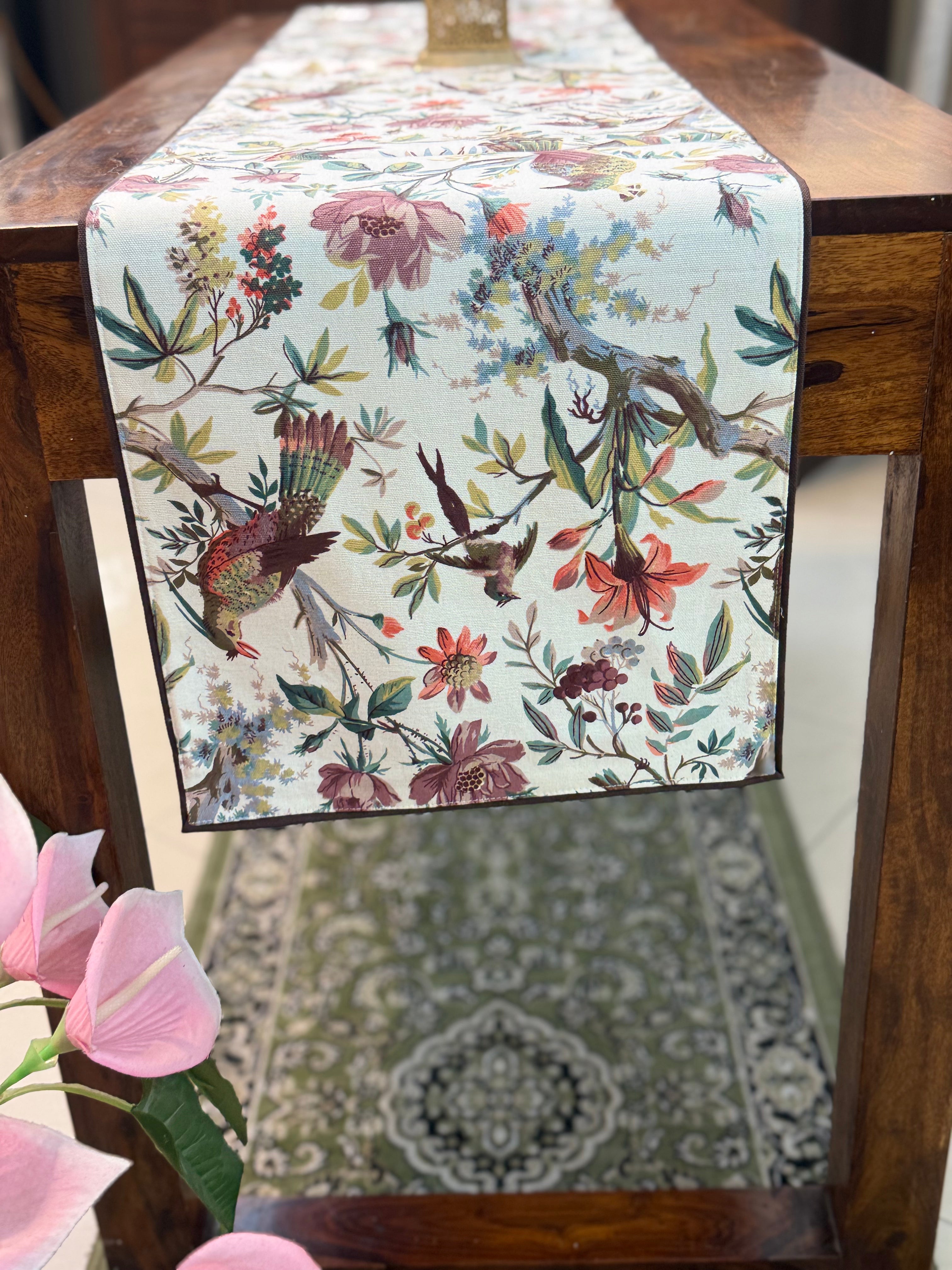 Canvas Printed Runners ( Red Floral and Bird Print)