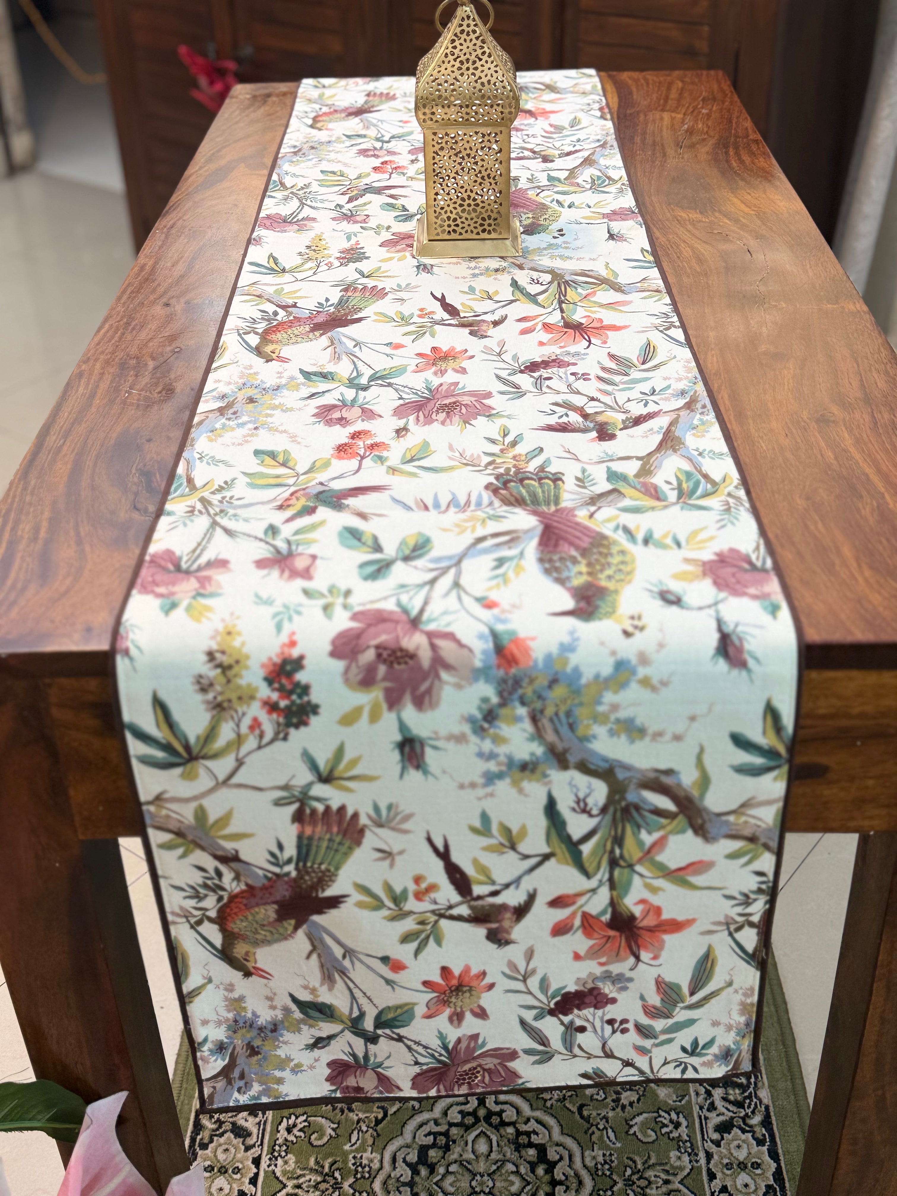 Canvas Printed Runners ( Red Floral and Bird Print)