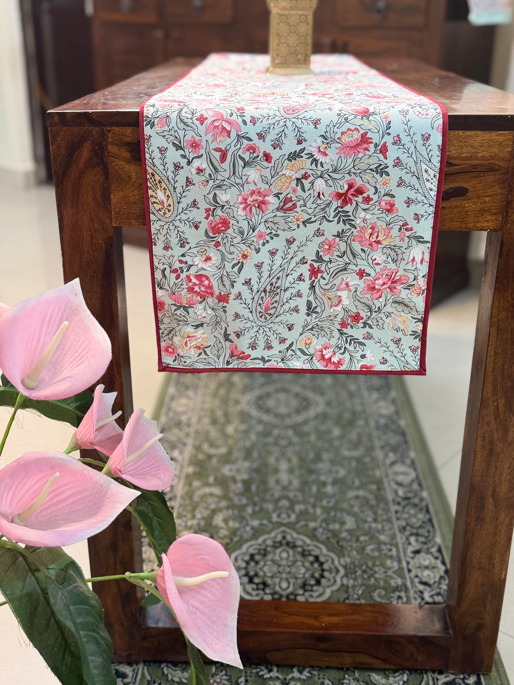 Canvas Printed Runners ( Blue Florets and Butti Print)