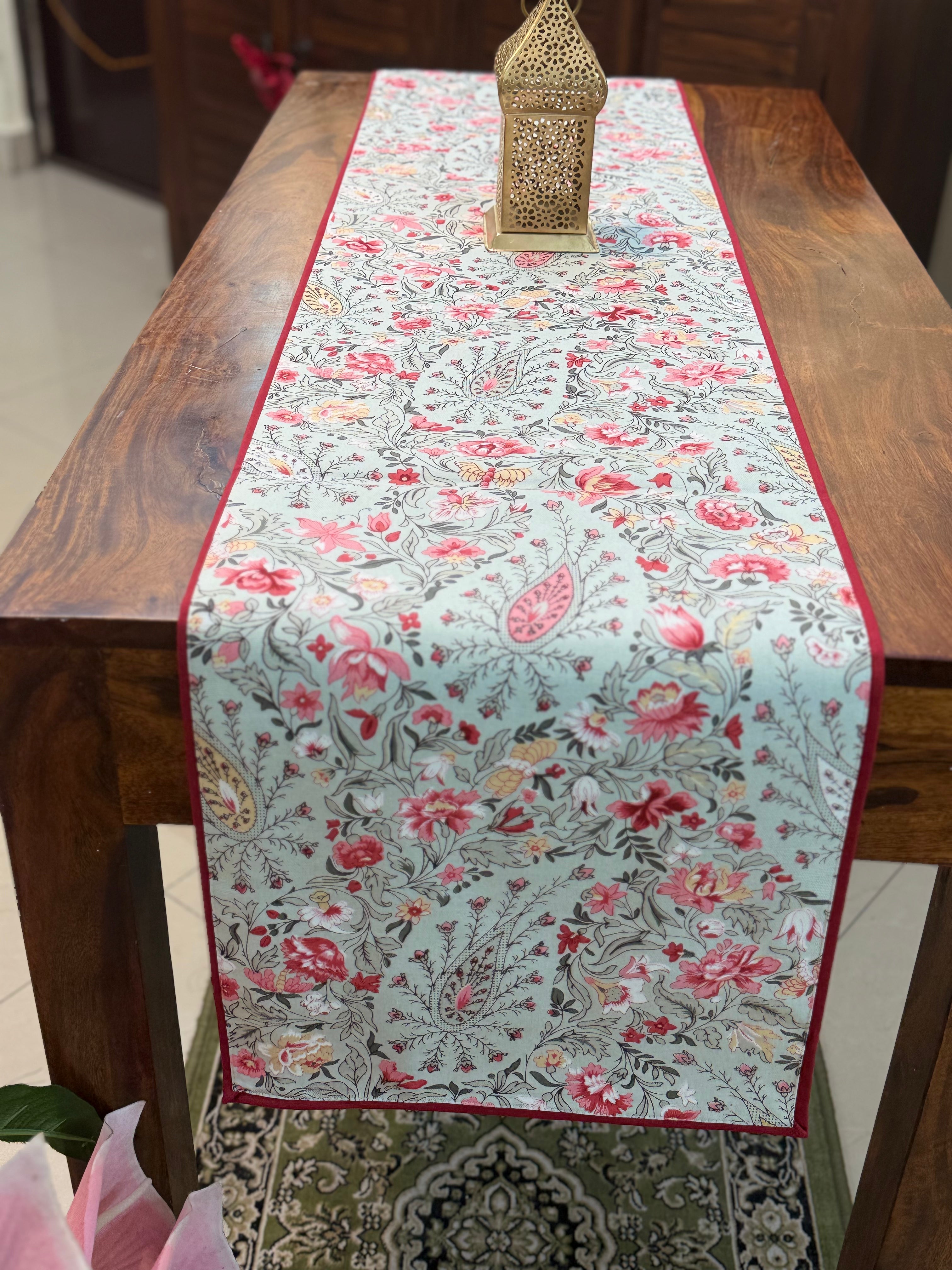 Canvas Printed Runners ( Blue Florets and Butti Print)