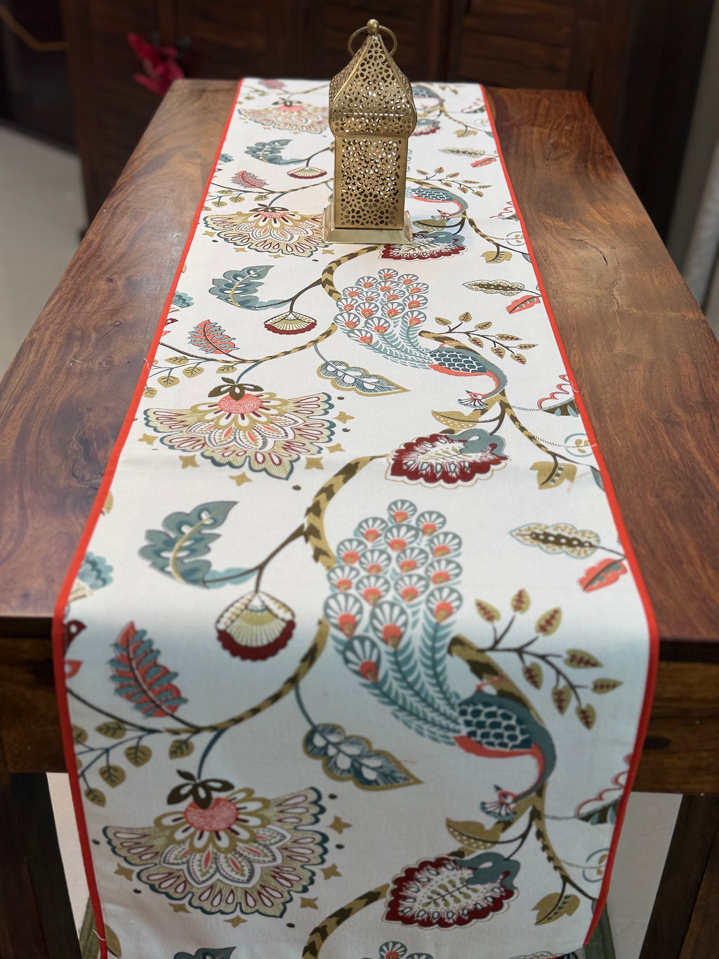 Canvas Printed Runners ( Orange Peacock Print )