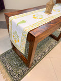 Cotton Hand Block Print Table Runner ( Yellow Marigold Print )