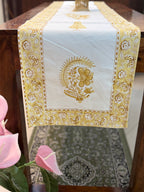 Cotton Hand Block Print Table Runner ( Yellow Motif Print )