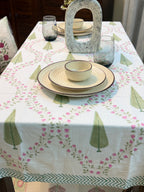Hand Block Print Dining Table Sheet ( Bel Patta Jaal Print )