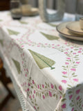 Hand Block Print Dining Table Sheet ( Bel Patta Jaal Print )