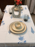 Hand Block Print Dining Table Sheet ( Blue Pottery Inspired Print )