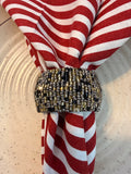 Napkin Rings Beaded Round ( Black & Golden) Set of 6