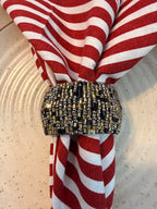Napkin Rings Beaded Round ( Black & Golden) Set of 6