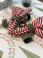 Napkin Rings Beaded Round ( Black & Golden) Set of 6