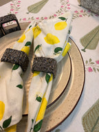 Napkin Rings Beaded Square ( Black & Golden) Set of 6