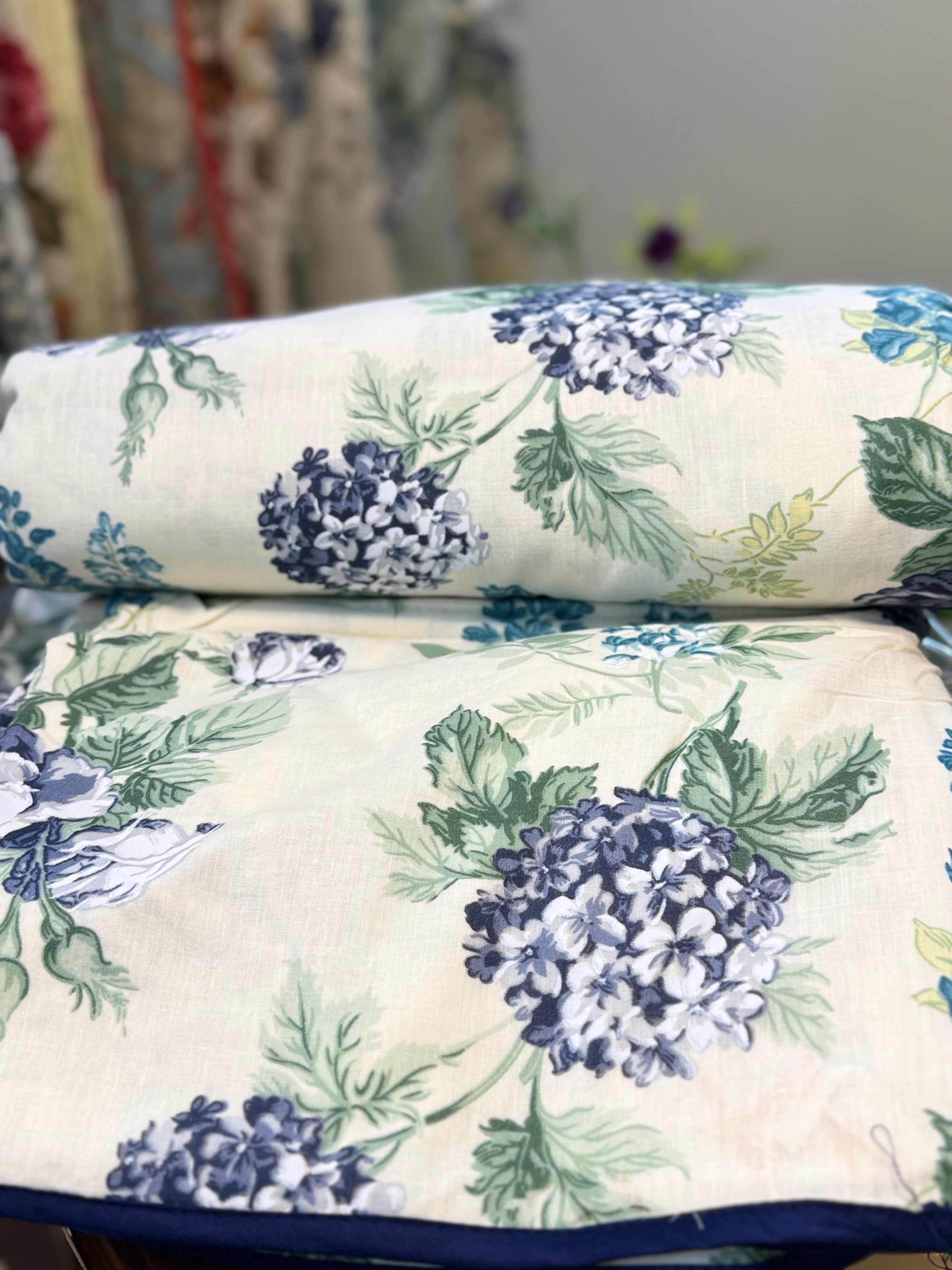 Mul Cotton Dohar (Cream White Blue Floral Print)