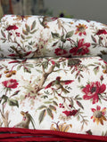Mul Cotton Dohar (Red & White Bird Paradise)