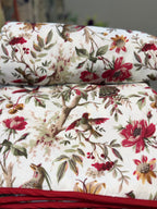 Mul Cotton Dohar (Red & White Bird Paradise)