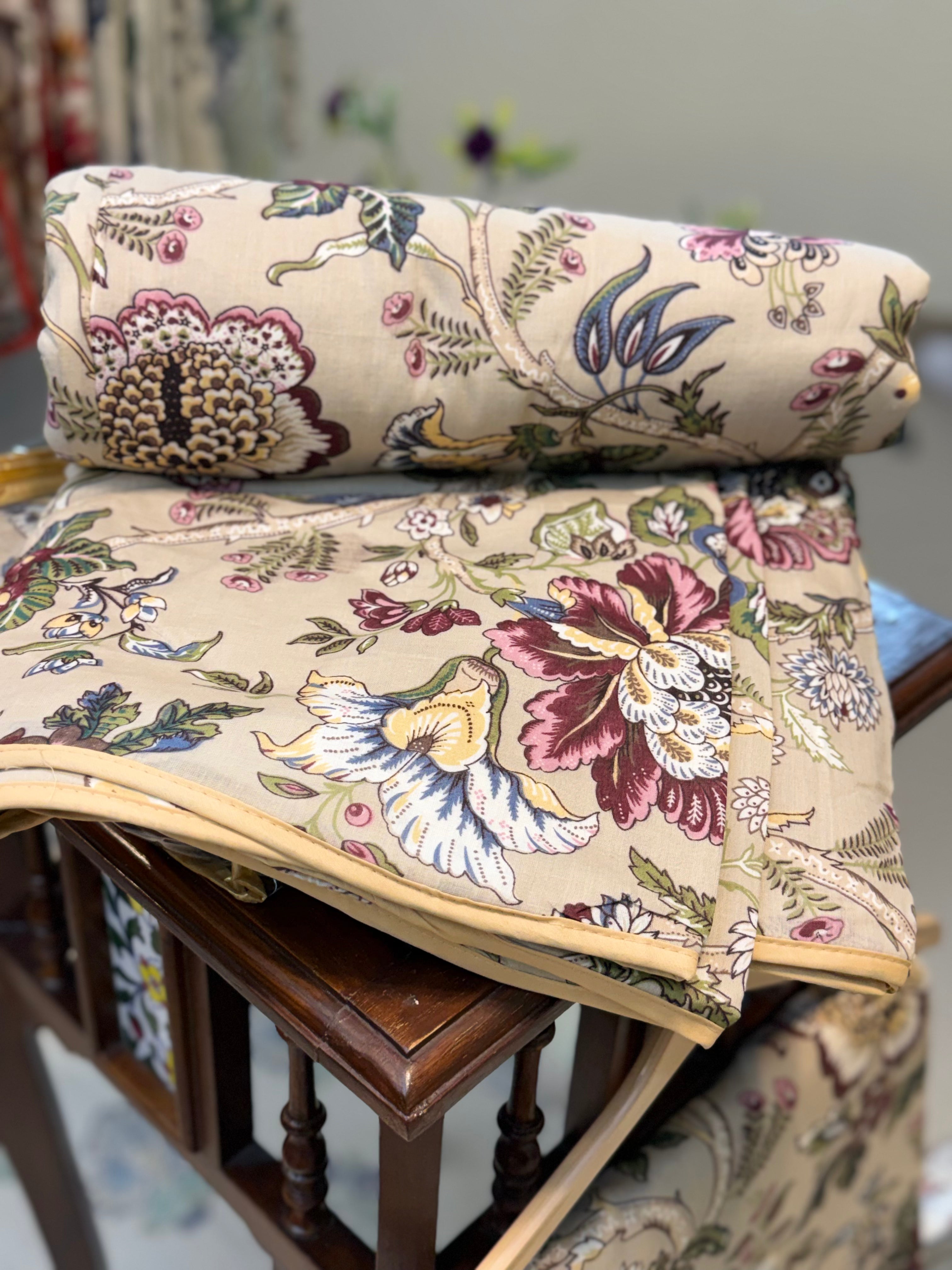 Mul Cotton Dohar (Brown Floral Paradise)