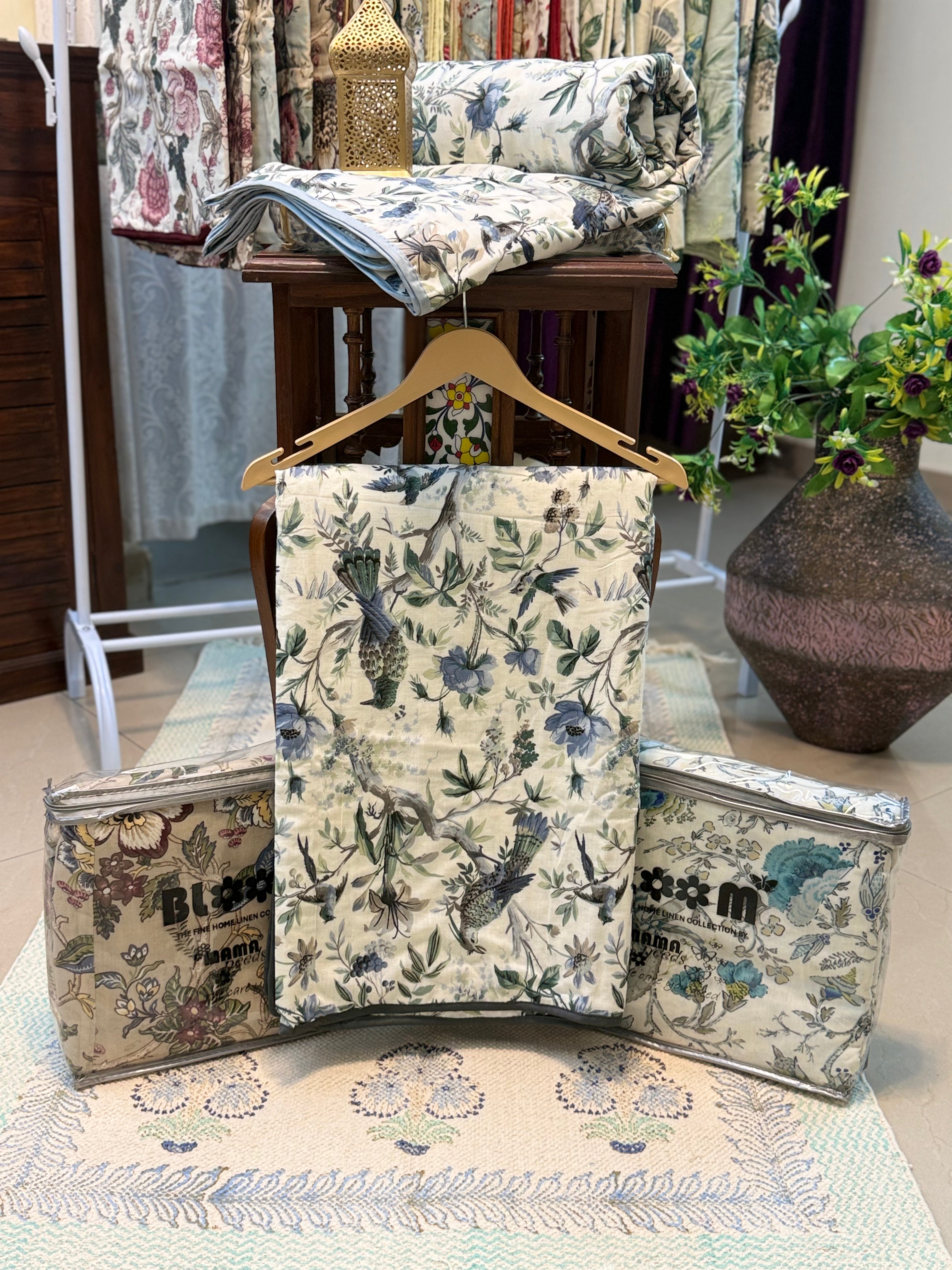 Mul Cotton Dohar (Blue Bird Paradise)