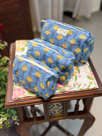 Set of 3 Utility Pouches ( Blue & Yellow )