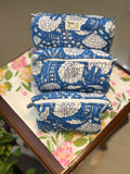 Set of 3 Utility Pouches ( Blue & White Floral )