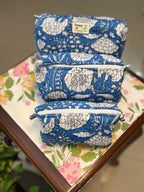 Set of 3 Utility Pouches ( Blue & White Floral )