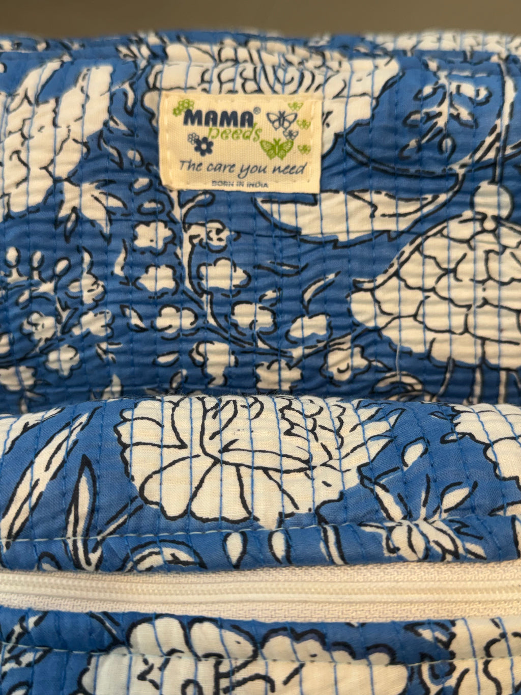 Set of 3 Utility Pouches ( Blue & White Floral )