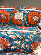 Set of 3 Utility Pouches ( Orange & Blue Floral Print )