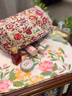 Set of 3 Utility Pouches ( White & Pink Floral Print )
