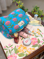 Set of 3 Utility Pouches ( Blue & Pink Floral Print )