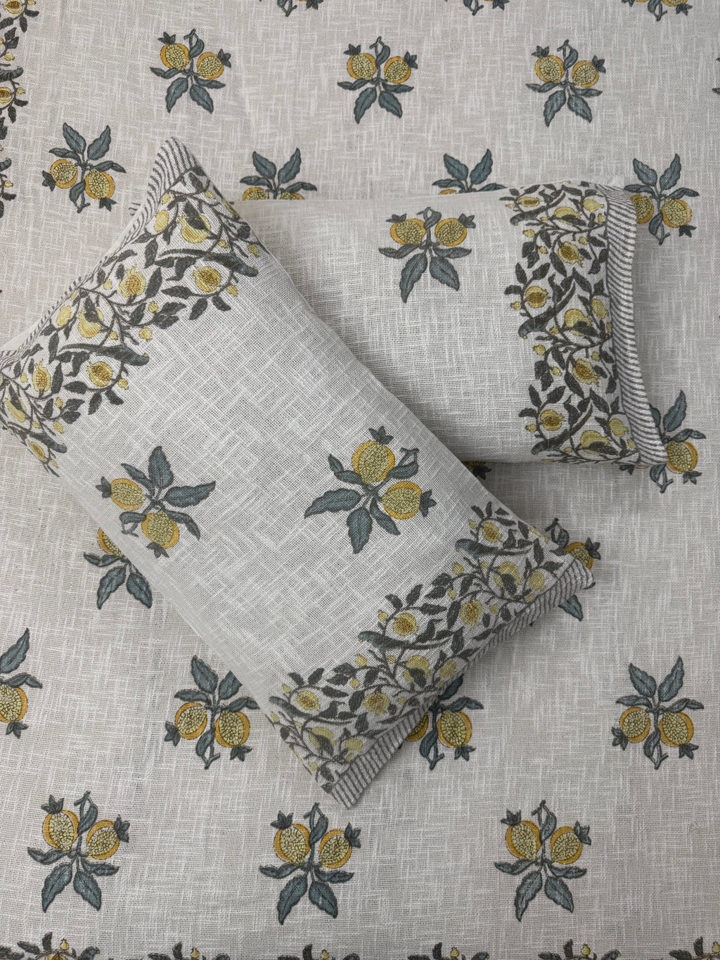 Jute cotton knitted hand block print premium bed cover Anar Print