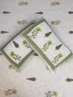 Jute cotton knitted hand block print premium bed cover Peela Dalia Patti