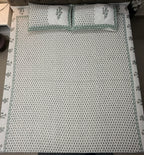 Jute cotton knitted hand block print premium bed cover Butti Print