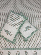Jute cotton knitted hand block print premium bed cover Butti Print