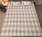 Jute cotton knitted hand block print premium bed cover Brown & Grey (Jaal print)