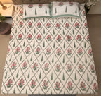 Jute cotton knitted hand block print premium bed cover Guldasta Print