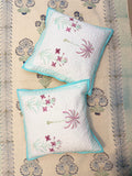 Authentic Hand Block Quilted Cushion Covers Palm Print (16×16 inch - Set of 2)